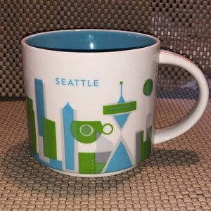 Starbucks Seattle Cityscape Ceramic Mug - Blue & Green